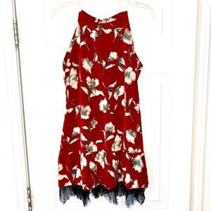 Kim Ngân Red Flower & Lace Mini Dress Size Medium